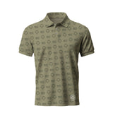 Future Looks Bright Allover Flag Lion Shield Print Army Green Polo