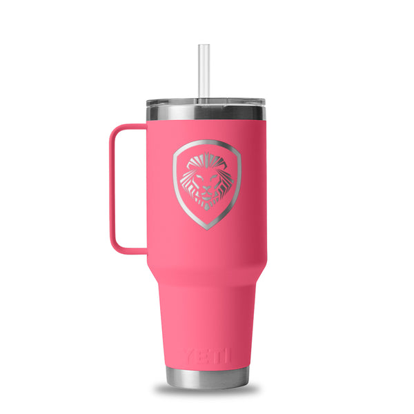 YETI 35 oz mug Power Pink STRAW LID Rambler Mug Cup Handle