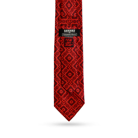 Valuetainment Stefano Ricci Red & Black Diamond Paisley Pattern Luxury tie **Limited Edition** 1 of 50