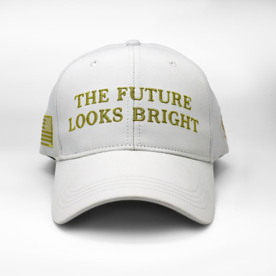 **Limited Edition 1 of 50** The Future Looks Bright White & Gold Election Snapback hat