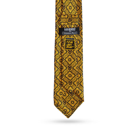 Valuetainment Stefano Ricci Yellow & Black Diagonal Lion Shield Pattern Luxury tie **Limited Edition** 1 of 50