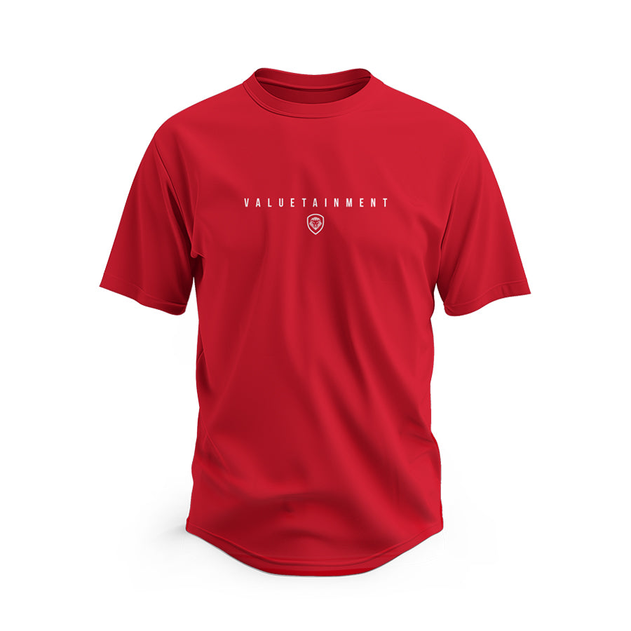 Valuetainment Premium Curved Hem Red Short Sleeve T-Shirt