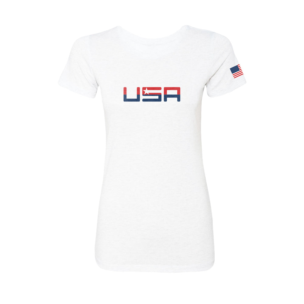 Women's Team America Retro White Valuetainment Short Sleeve T-Shirt (Slim fit)