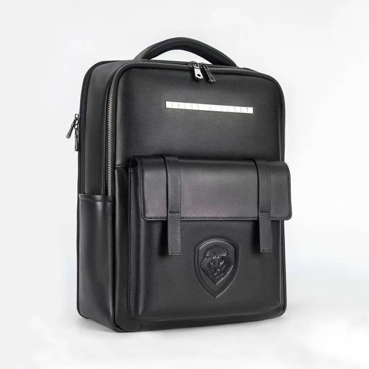 Valuetainment Embossed Lion Shield Premium Leather Backpack