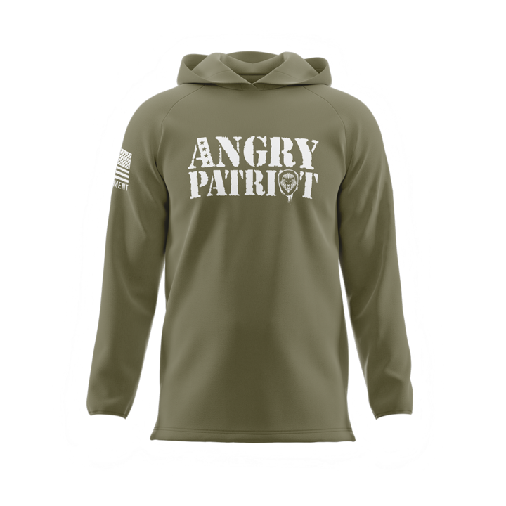 Angry Patriot Army Green Long Sleeve Lightweight Performance Hoodie