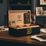 Future Looks Bright Black and Gold Premium Cigar Humidor