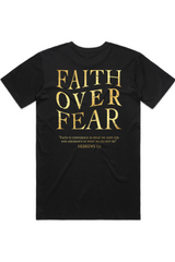 Faith over Fear Black and Gold Short Sleeve T-Shirt