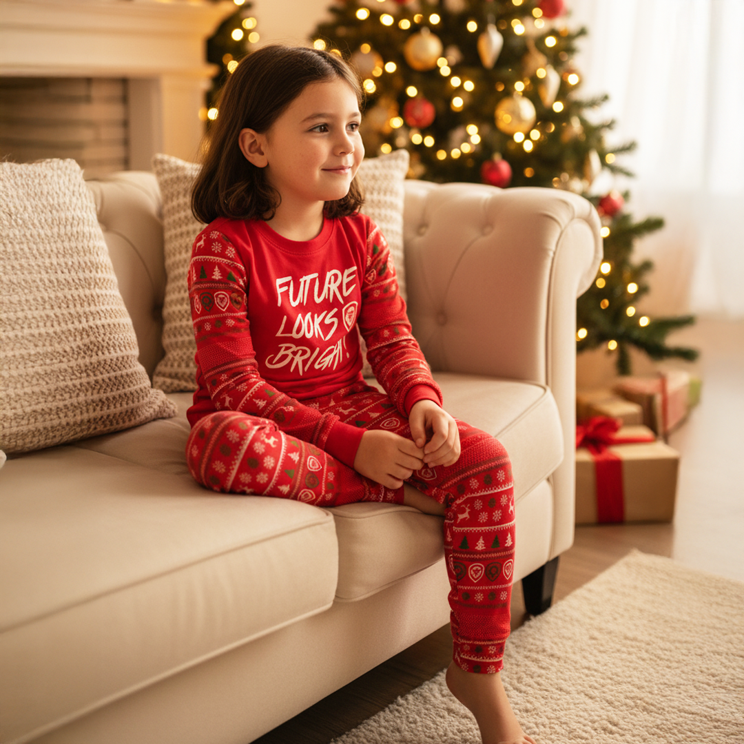 Kid's Future Looks Bright Christmas Pajamas Top & Bottom Set