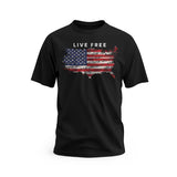 Future Looks Bright Live Free USA Map Black Short Sleeve T-Shirt