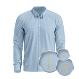 Valuetainment Men's Sky Blue Tencel Long Sleeve Button Down Shirt (Classic Fit)
