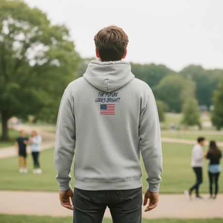Retro USA Grey Embroidery Valuetainment Performance Full Zip Hoodie