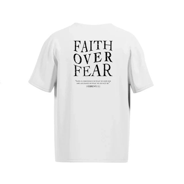 Men's Faith Over Fear VT White and Black Short Sleeve T-Shirt